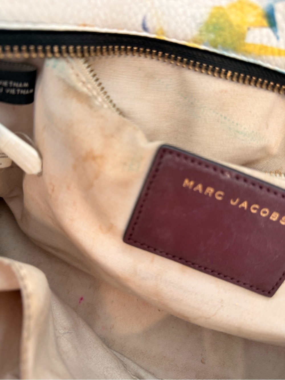 Marc Jacobs White Leather Collage Graffiti Satchel Bowler Bag Art Print Limited - Picture 10 of 10